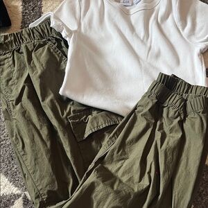 Olive/army green cargo pants and baby tee